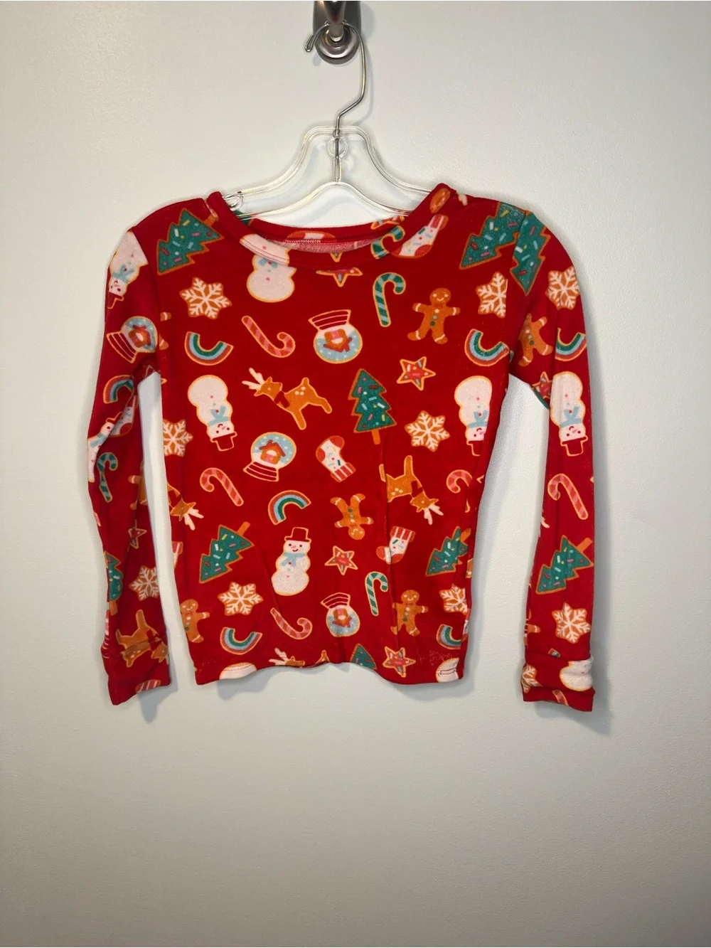 Cat & Jack Kids Red Holiday Print Pajama Set 2-Piece Christmas Snowman Kids 10